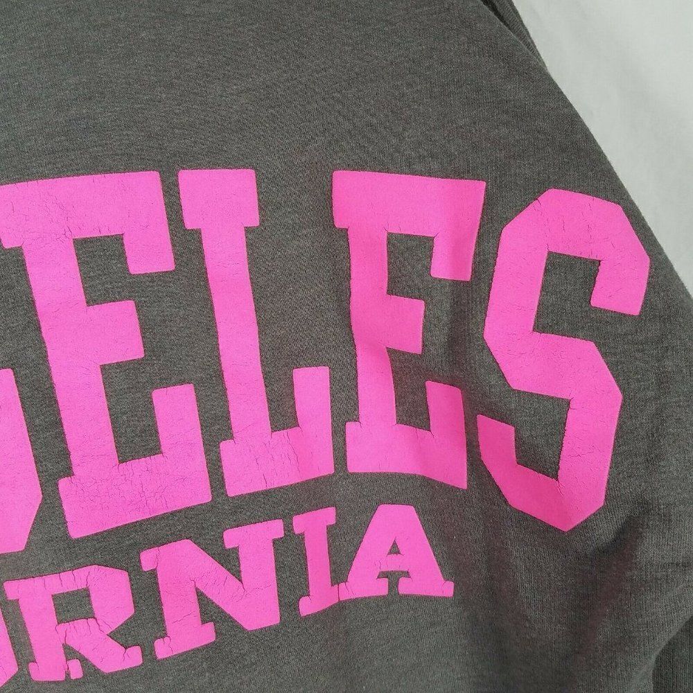 𝅺MIAMI Style Comfy Crewneck Sweatshirt Medium Los Angeles California Gray Pink - Picture 6 of 8